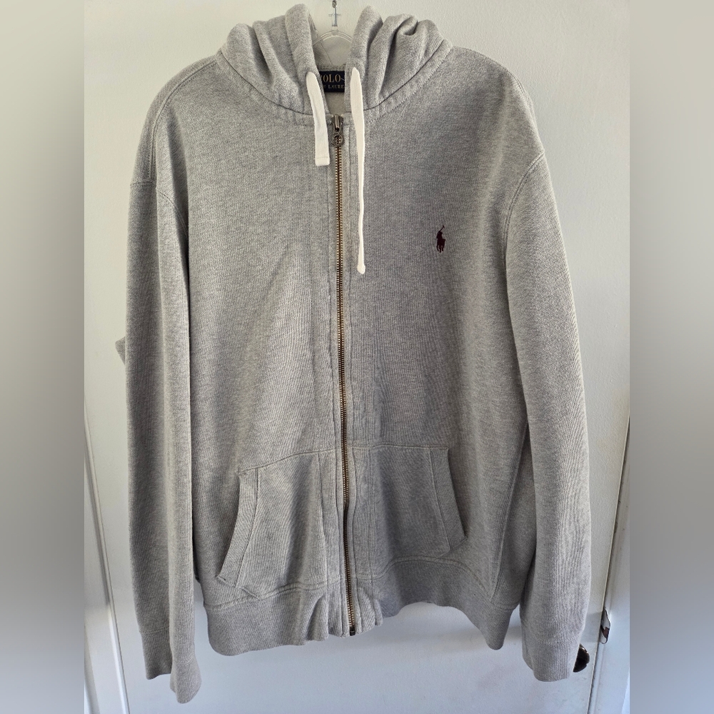 Polo Ralph Lauren Mens Full-Zip Hoodie Sweatshirt  Gray Fleece Heavyweight XXL
